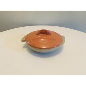 Vintage Boonton Covered Serving Bowl, Gray Bowl with Pink Lid, Serving Bowl